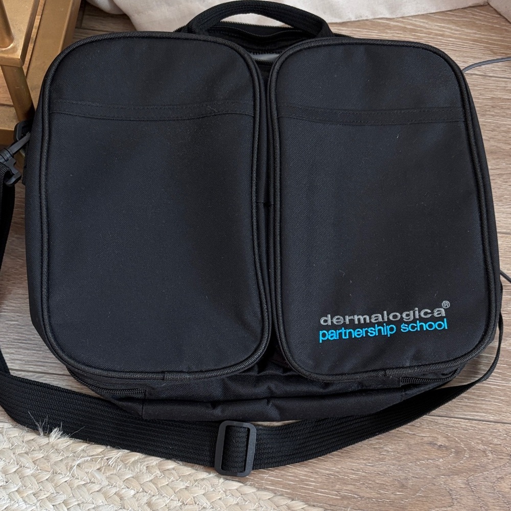 Dermalogica Black Messenger Bag with Blue Logo